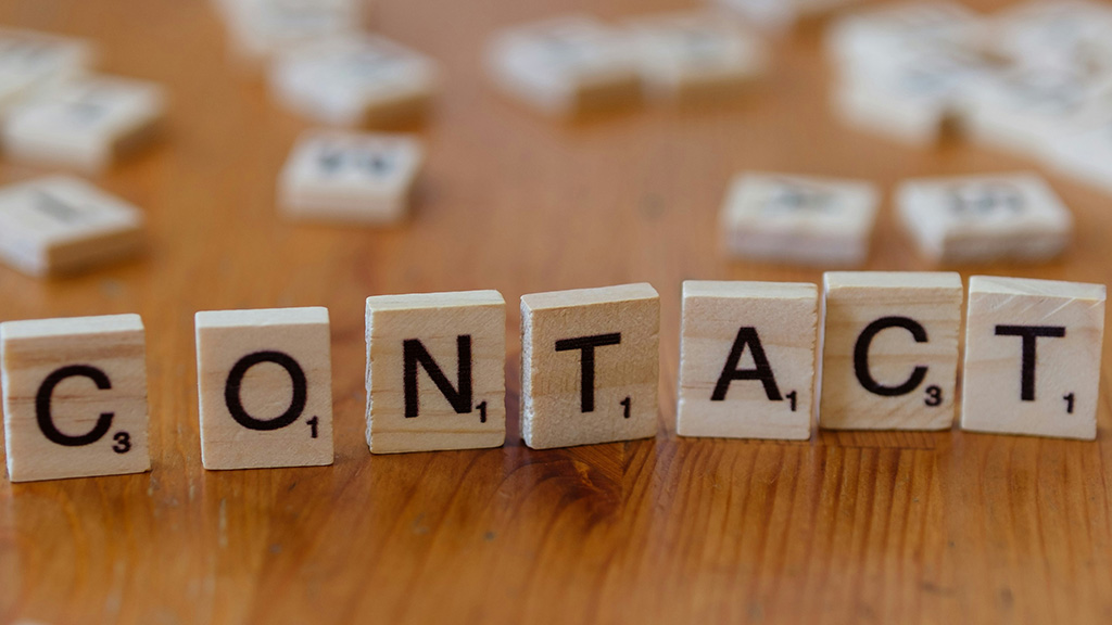Photo of scrabble letters spelling the word 'contact'. Source: Photo by Markus Winkler on Unsplash https://unsplash.com/photos/a-wooden-table-topped-with-scrabble-tiles-spelling-contact-48CkLuEGgWU